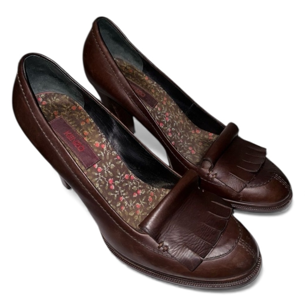 Kenzo Brown Leather Heeled Shoes Oxfords Maryjanes Size 10 (40) Nice Condition